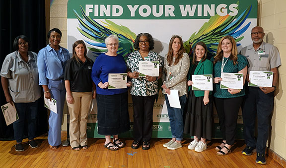 15-year pin recipients: Marvin Bonner, Becky Higginbotham, Phyllis Holladay, Tara Howse, Patricia Moffite, Dr. Vanessa Norman, Deborah Oldham, Angie Pickard, Joy Smith, Veda Sparrow, and Dawn Wright.