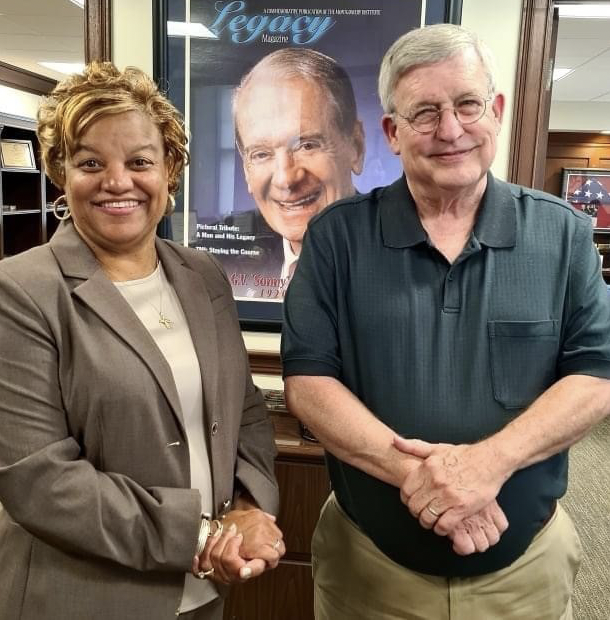 Dr. Beverly Knox, left, with Bill Crawford, president-emeritus of The Montgomery Institute. Dr. Knox is the first woman to lead the nonprofit corporation.