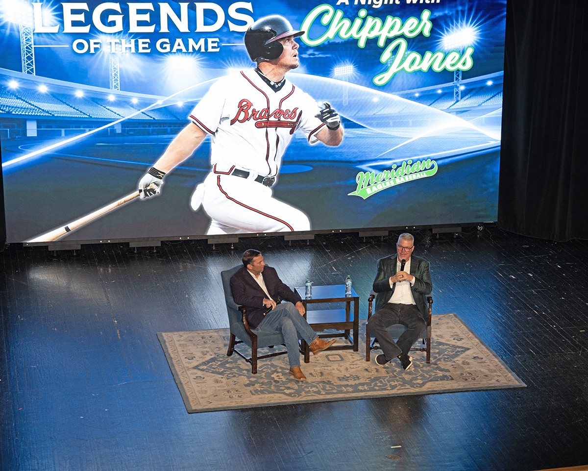 Jones, a Baseball Hall of Famer and longtime Atlanta Braves standout, joined MCC Head Baseball Coach Dillon Sudduth on stage in the McCain Theater for a live conversation about the game and the lessons learned through a professional career.