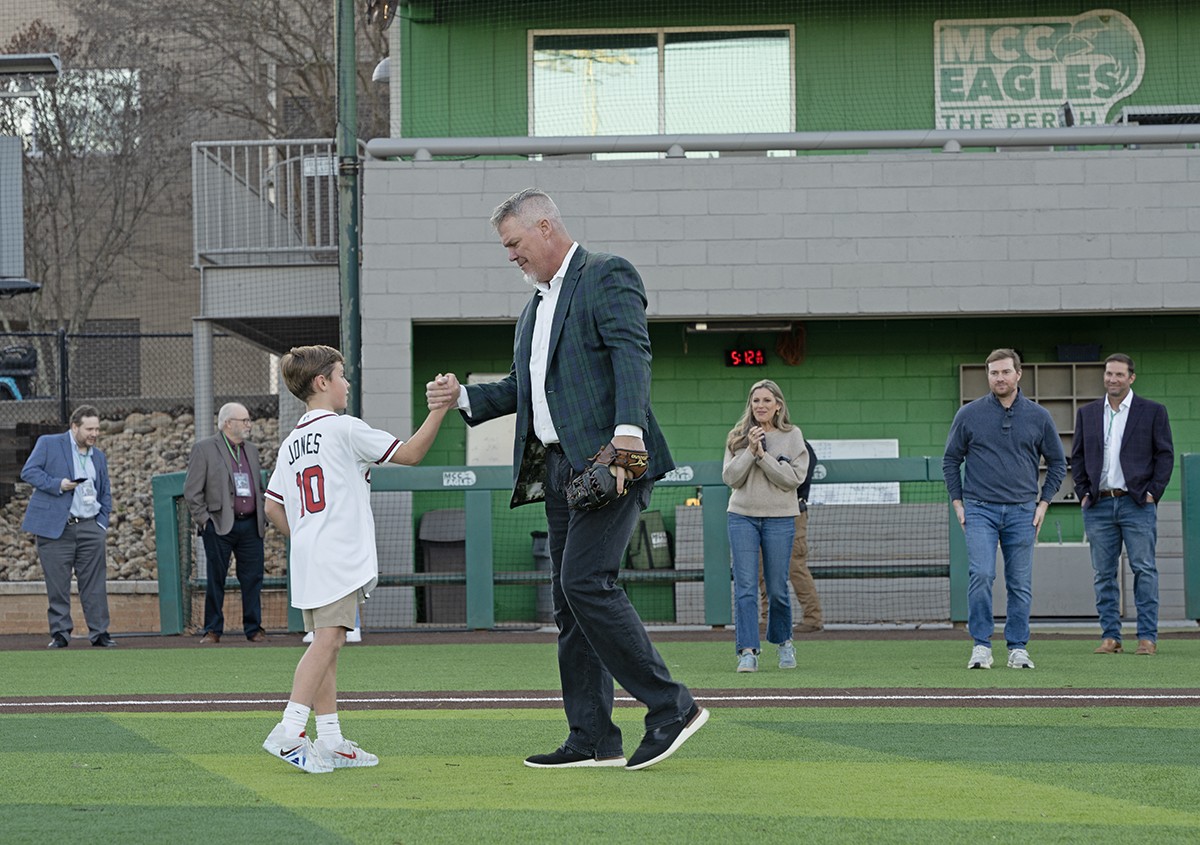 One of the most talked-about moments of the night came earlier at&nbsp;Scaggs&nbsp;Field, where&nbsp;Bo Moffett won a raffle and played&nbsp;catch with Jones on the field.