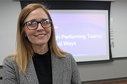 Kassie Rushing, director of organizational strategy and team member experience at Blue Hen Agency, spoke to Meridian Community College’s Eagles Leadership Convocation (E.L.C.) class during its February session.