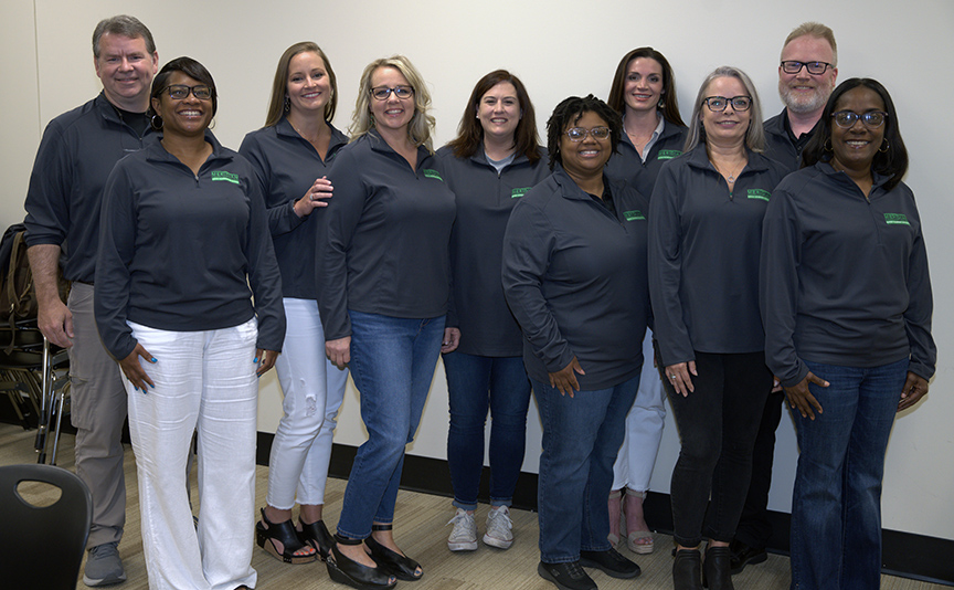 Members of ELC pose for a pre-graduation photo before their final presentation. From left are Tony Boutwell, Marlo Turner, Brandy Hill, Kristi Williamson, Mandy Hurtt, Whitney Stevens, An Howard Hill, Cyndy Bratu, Mitch Brantley and Victoria Liddell.  