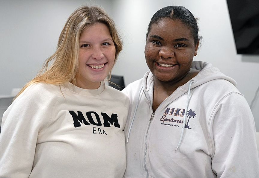 Abigail McDurmond, left, and Mya Cole became friends after meeting in their Health Care Assistant Program studies.  