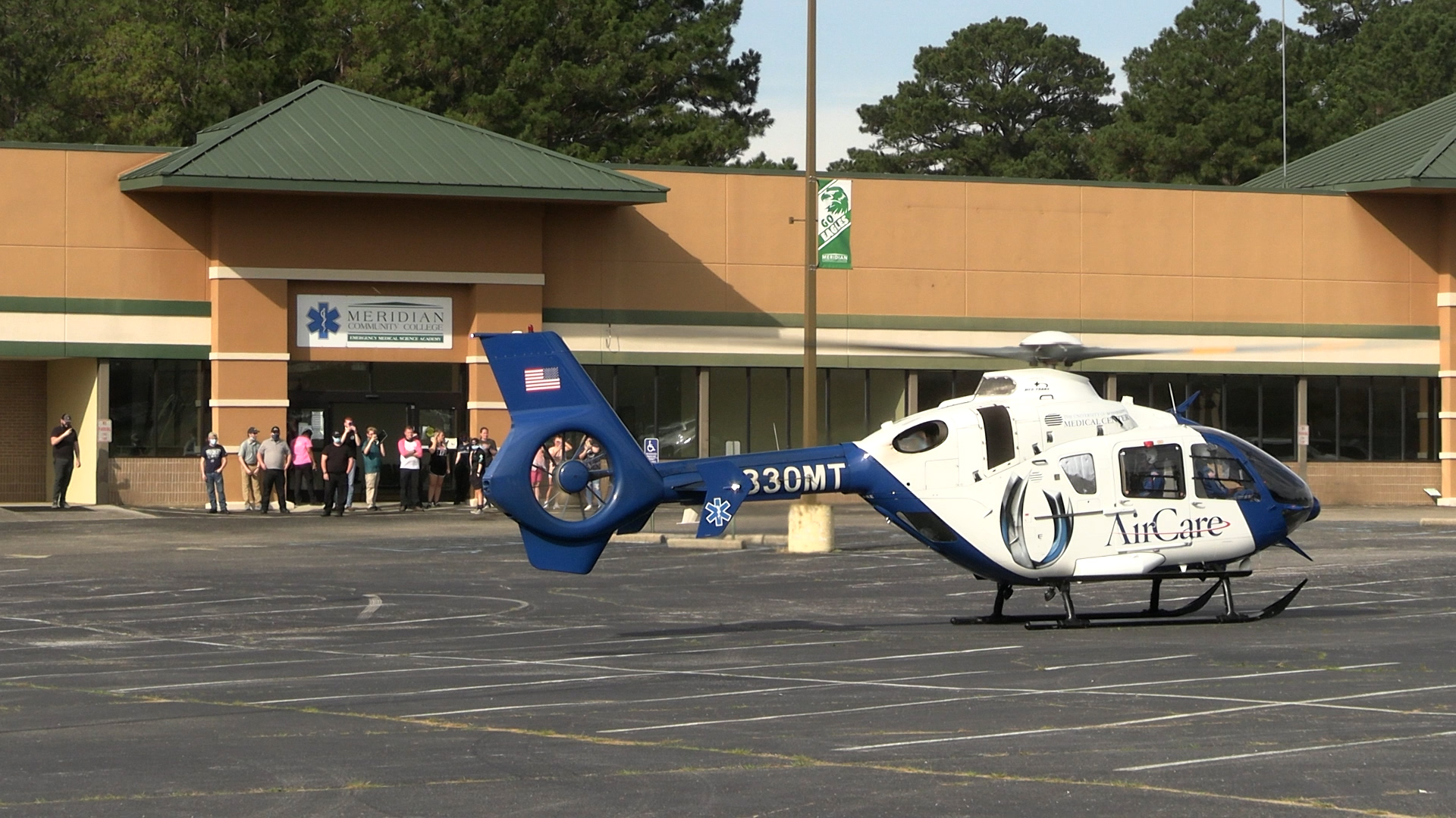 AirCare2 lands on the Tommy E. Dulaney Center parking lot. 