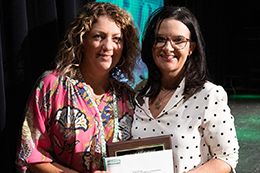 Kristy Ethridge poses for a photo with Dr. Leia Hill