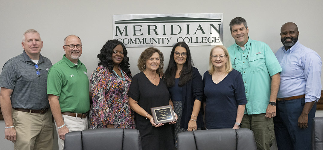Joining in the announcement of MCCer of the Month are Joseph Knight, Dr. Thomas Huebner, Laureta Chisolm, Lauren Clay, Leia Hill, Pam Harrison, Joseph Knight, and Dr. Cedric Gathings. 