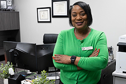 Michelle Thompson posing in her office. 