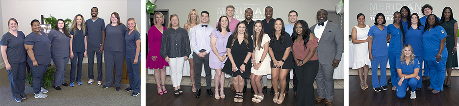 Students and faculty in the Respiratory Care Practitioner, Radiologic Technology, and Physical Therapist Assistant programs are all smiles after each program’s pinning ceremony.
