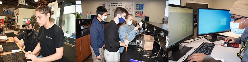 MCC students in chemistry, 3D Engineering Technology and Precision Machining classes work on tasks for the research seed grant from the Mississippi NASA Space Grant Consortium.