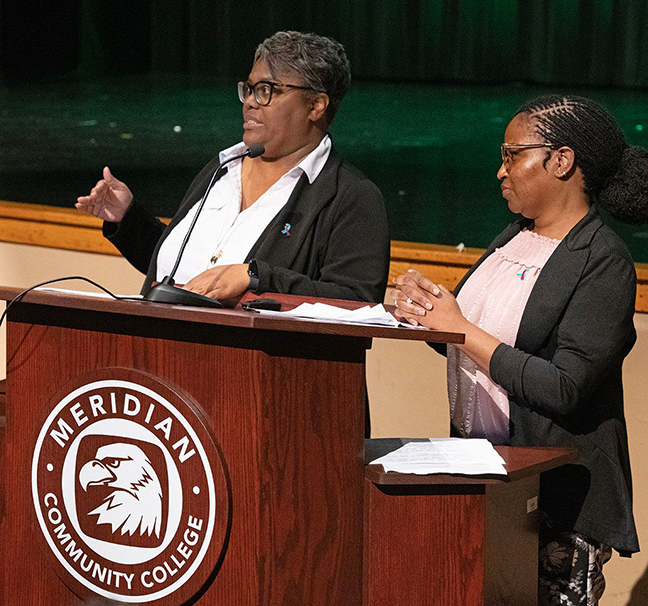 Dr. Lagena Bradley and Felicia Jenkins share with audience the myths and realities of suicide during their talk, “Signs of Suicide: Perception vs. Reality.”  