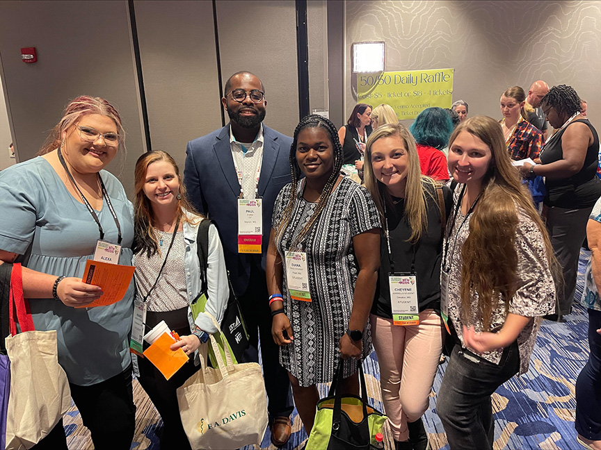 Conference attendees include Alexa Farmer, left, Kandi Agent, Paul Ford, Diana Trigg, Cheyann Sorrels and Emaree Reeves.