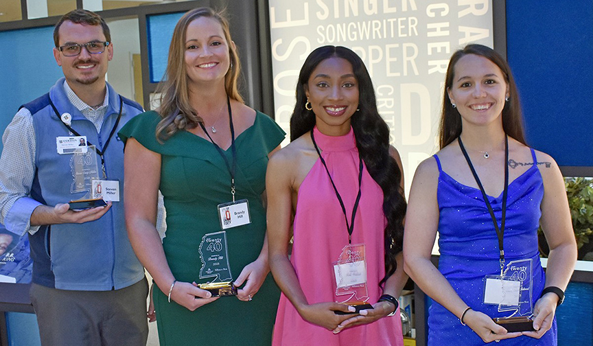 Steven Miller, Brandy Hill, Kelli Wallace and Destiny Redmond were celebrated during a ceremony honoring the Top 20 Under 40.